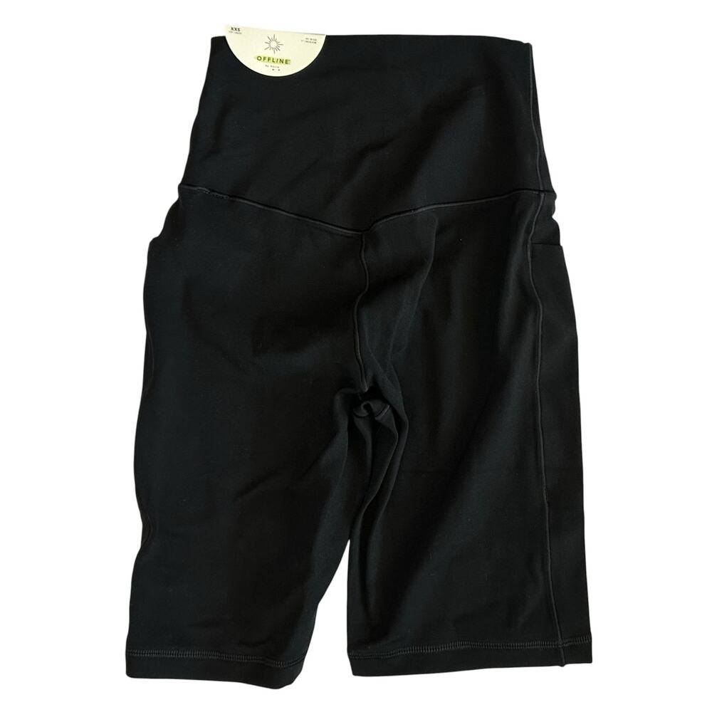NWT Aerie Offline Real Me Hi-Rise Pocket Bike Short 7" Inseam Black Size XXS - Picture 5 of 8